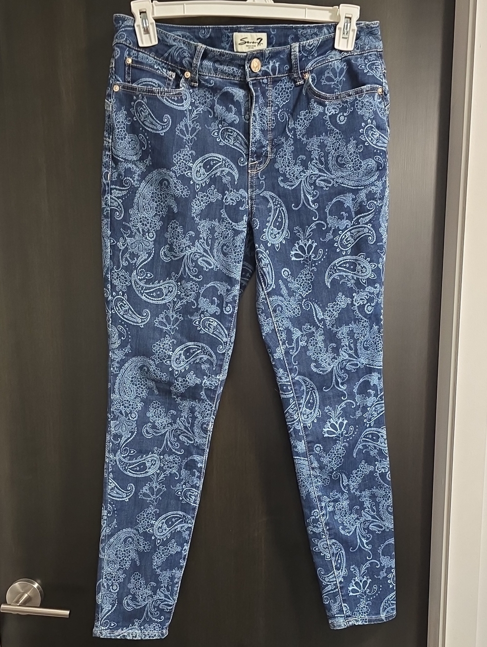 Seven7 Blue Paisley Skinny Jeans